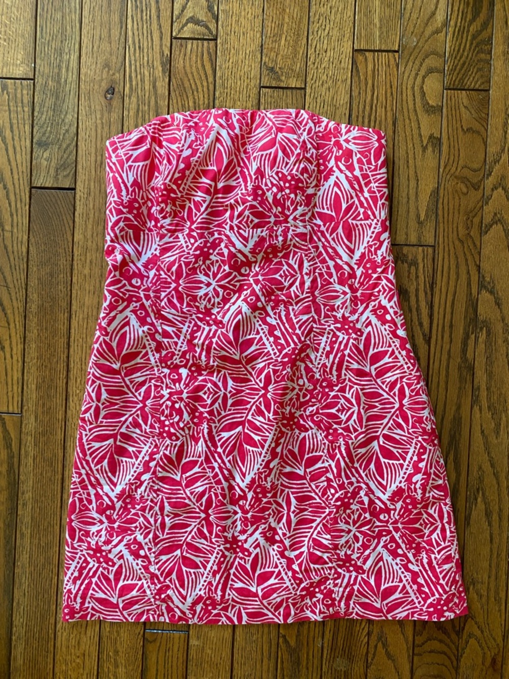 Lilly Pulitzer Pink and White Strapless Mini Dress